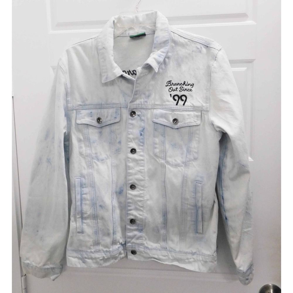 Lifted Research Group Denim Light Blue Wash‎ Painted Denim Jacket sz M